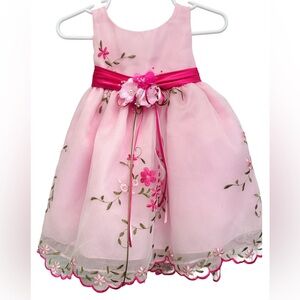 Beautiful Pink Floral Embroidered Kids Formal Dress